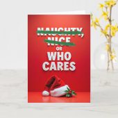 Carte Christmas Card Naughty Nice Or Who Cares Joke (Fleur jaune)