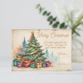 Carte Christmas Card With Decorated Tree and Gifts (Debout devant)