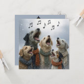 Carte Christmas Caroling Dogs In Snowflakes (Devant/Arrière en situation)
