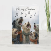 Carte Christmas Caroling Dogs In Snowflakes (Devant)