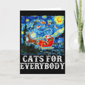 Carte Christmas Cat For Everybody Santa Reindeer Starry (Devant)