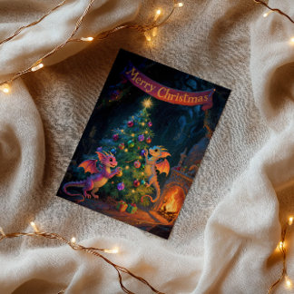 Carte Christmas Cave Dragons – Warm Holiday Wishes