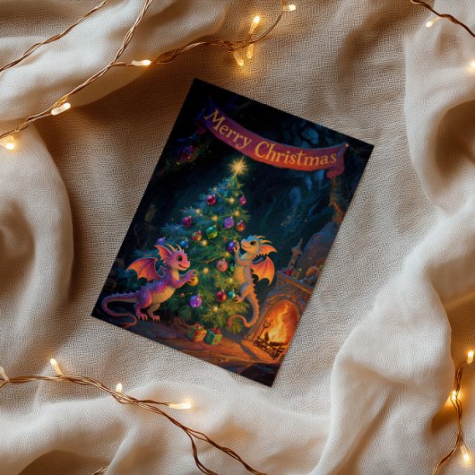 Carte Christmas Cave Dragons – Warm Holiday Wishes