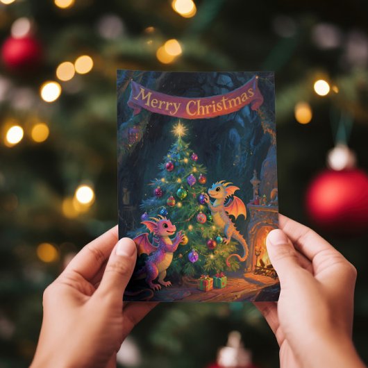 Carte Christmas Cave Dragons – Warm Holiday Wishes