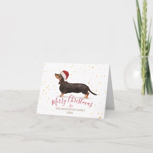 Carte Christmas Chien Dachshund Gold Photo Joyeux (Devant)