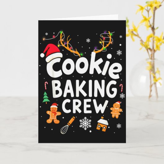 Carte Christmas Cookie Baking Crew Family Baking Team Fu (Fleur jaune)