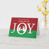 Carte Christmas Custom Name JOY on Red and Green (Fleur jaune)