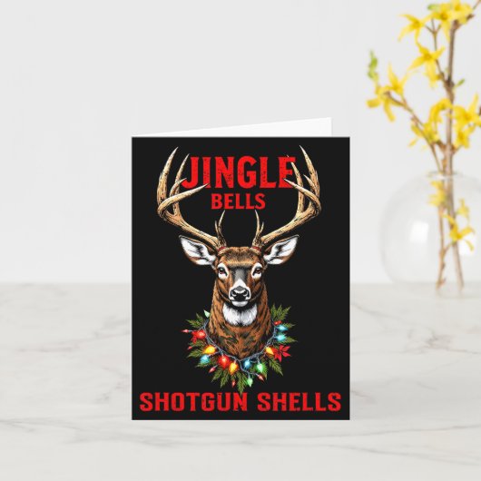 Carte Christmas Deer Hunting Dashing Through Snow Jingle (Fleur jaune)