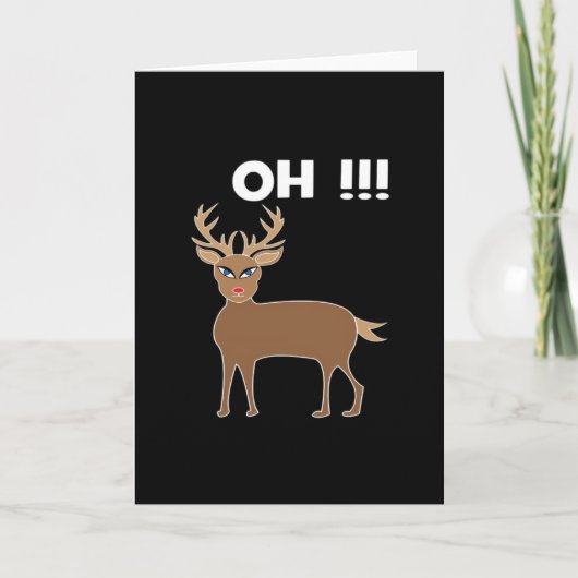 Carte Christmas Deer Season Cute Festive Retro Style (Devant)