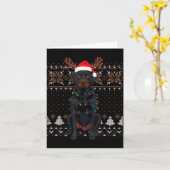 Carte Christmas Dog With Hat And Lights - Funny Holiday  (Fleur jaune)