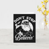 Carte Christmas Don't Stop Believin' Santa Outline  (Fleur jaune)