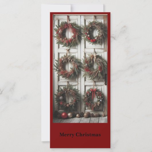 Carte Christmas Door Wreath Holiday Personalized Card (Devant)