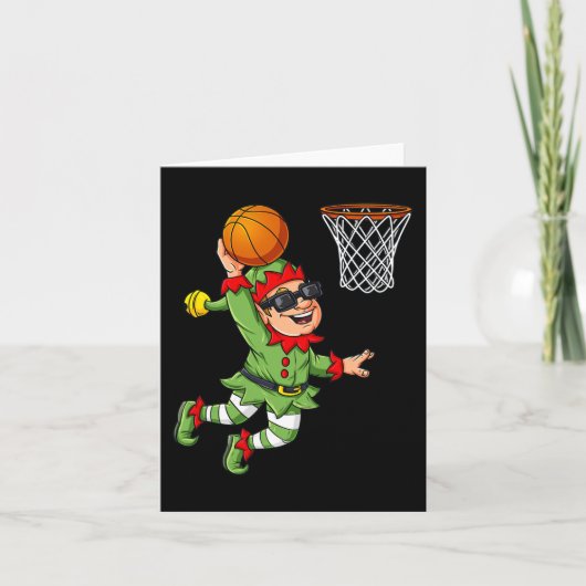 Carte Christmas Elf Dunking Un Basketball Fun Boys Kids (Devant)