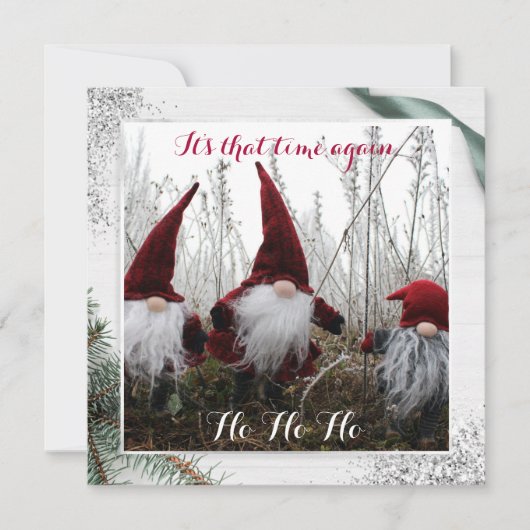 Carte Christmas Elves Ho Ho Ho Parties scintillant Fun F (Devant)
