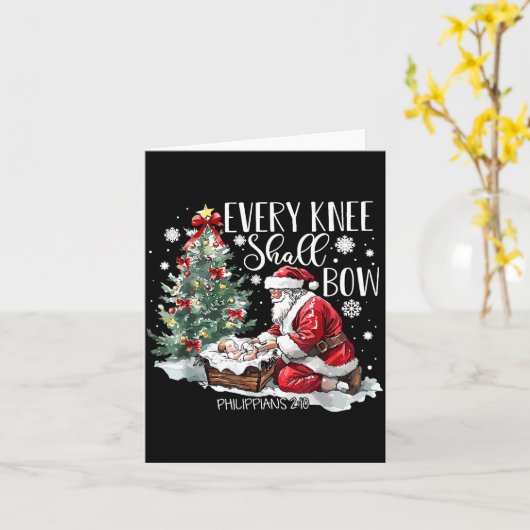 Carte Christmas Every Knee Shall Bow Santa Nativity Scen (Fleur jaune)