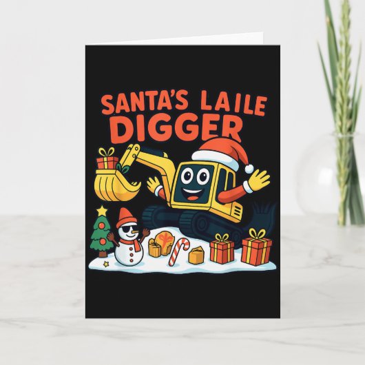 Carte Christmas Excavator Santa Digger Funny Holiday (Devant)