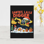 Carte Christmas Excavator Santa Digger Funny Holiday (Fleur jaune)
