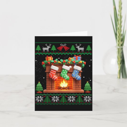 Carte Christmas Fireplace Stockings Funny Ugly Christmas (Devant)