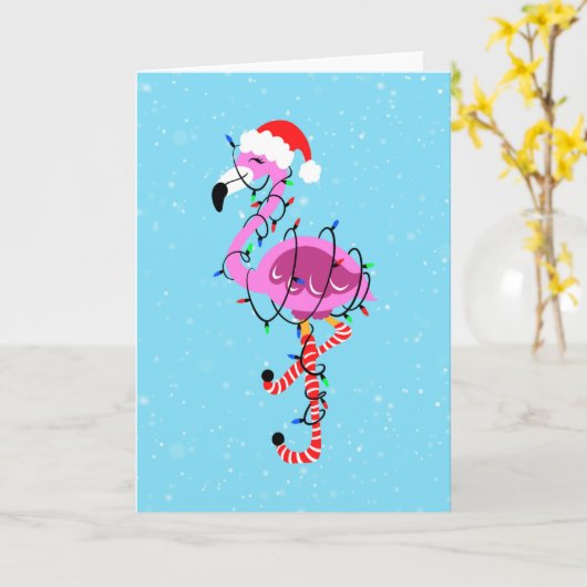 Carte Christmas Flamingo (Fleur jaune)