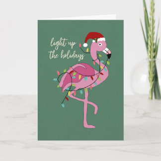 Carte Christmas Flamingo Light up the Holidays