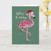 Carte Christmas Flamingo Light up the Holidays (Fleur jaune)