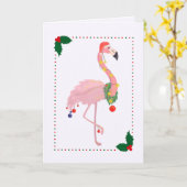 Carte Christmas Flamingo Santa Hat (Fleur jaune)