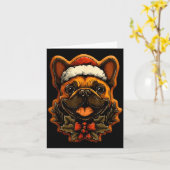 Carte Christmas French Bulldog With Santa Hat Gingerbrea (Fleur jaune)