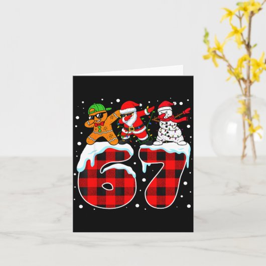 Carte Christmas Funny 67 Meme Six Seven Dabbing Santa Bo (Fleur jaune)