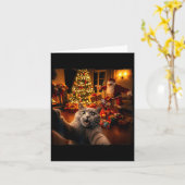 Carte Christmas Funny Cat Selfie With Santa Claus Holida (Fleur jaune)