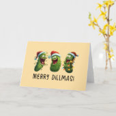 Carte Christmas funny dill pickles Merry Dillmas (Fleur jaune)