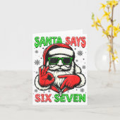 Carte Christmas Funny Santa Says Six Seven 67 Meme Xmas  (Fleur jaune)