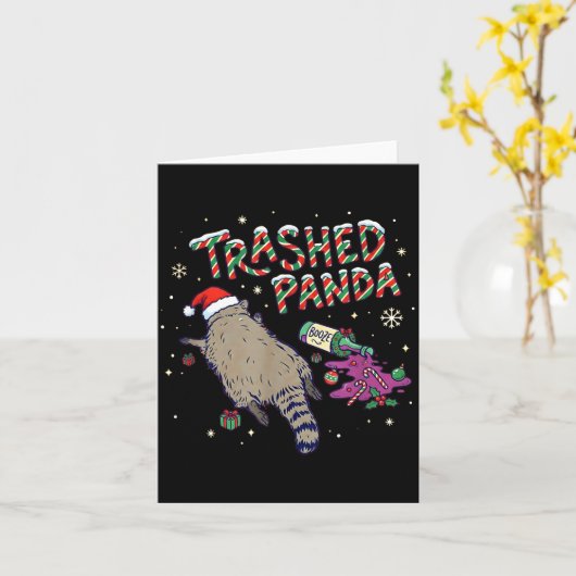 Carte Christmas Funny Trashed Panda Racoon Gets Drunk Xm (Fleur jaune)