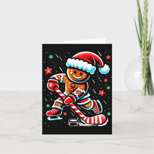 Carte Christmas Gingerbread Ice Hockey Srts Funny Xmas P (Devant)