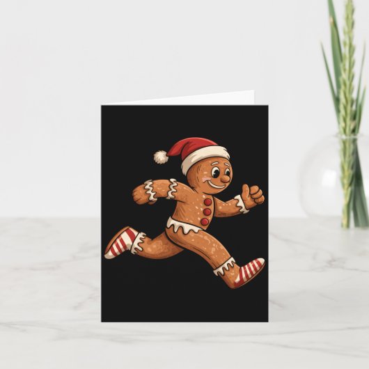 Carte Christmas Gingerbread Running Funny Runners Pajama (Devant)