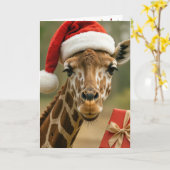 Carte Christmas Giraffe With Holiday Gift (Fleur jaune)