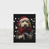 Carte Christmas Goldendoodle Santa Hat Coffee Lover Funn (Devant)
