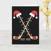 Carte Christmas Hockey Santa Sticks (Fleur jaune)