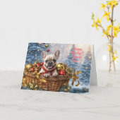 Carte Christmas Holiday Cute and Funny Frenchie Bulldog (Fleur jaune)