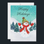 Carte Christmas Holiday Snowman Happy Holidays Card<br><div class="desc">Envoyez vos souhaits de Noël et de Vacances à vos amis et à votre famille avec cette jolie carte de bonhomme de neige. La section sur le devant est modifiable et la section sur le dos est modifiable. Faites la carte vous-même.</div>