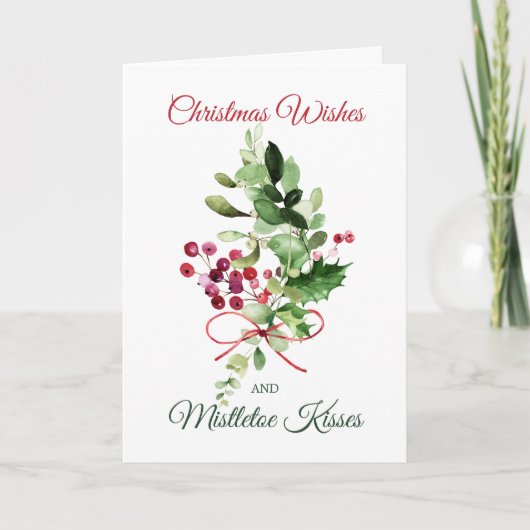 Carte Christmas Holly Mistletoe Red Berry (Devant)