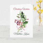 Carte Christmas Holly Mistletoe Red Berry (Fleur jaune)