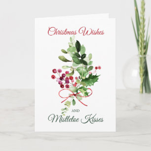 Carte Christmas Holly Mistletoe Red Berry