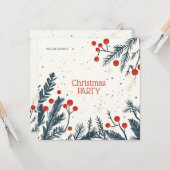 Carte Christmas Holly Party Lunch and Gift Exchange (Devant/Arrière en situation)