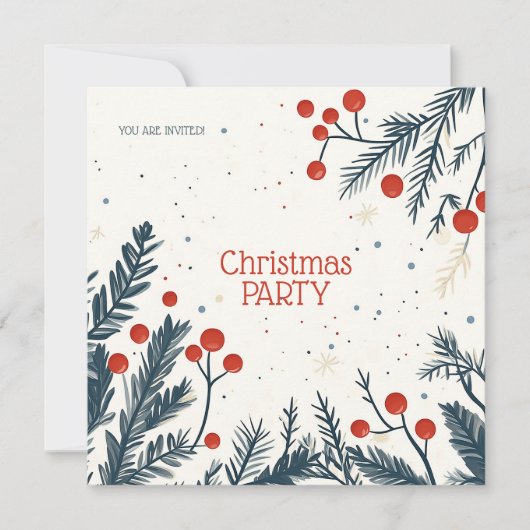 Carte Christmas Holly Party Lunch and Gift Exchange (Devant)