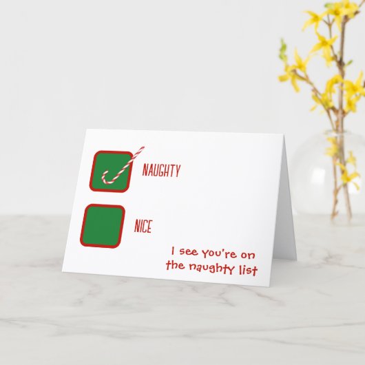 Carte Christmas Humor Naughty Or Nice Check Boxes (Fleur jaune)