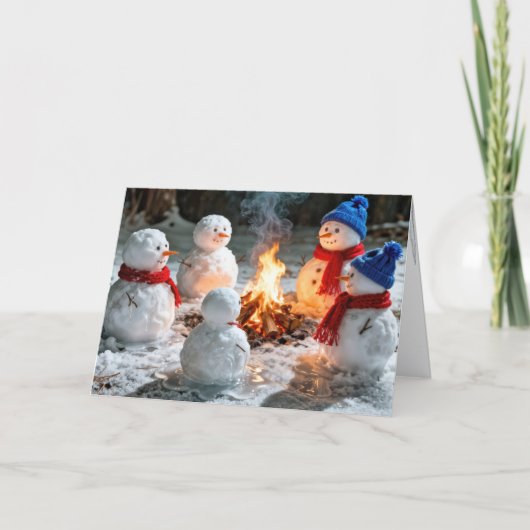 Carte Christmas Humor With Melting Snowmen  (Devant)