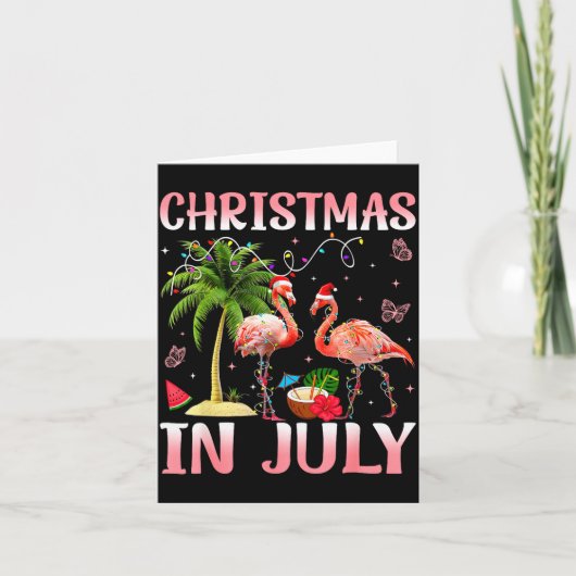 Carte Christmas In July Nk Flamingo Santa Hat Christmas (Devant)