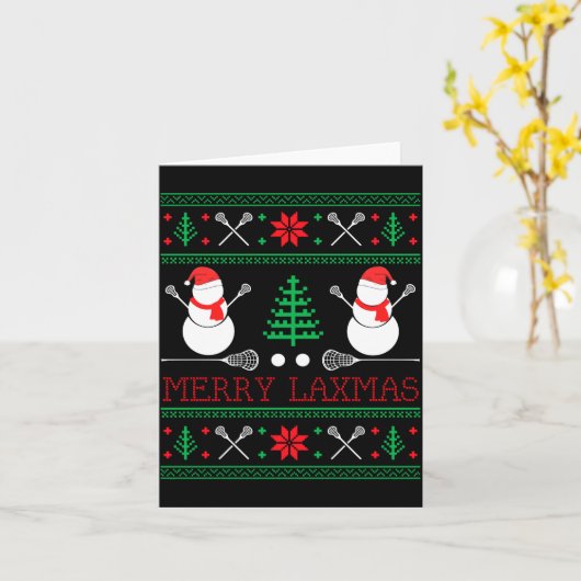 Carte Christmas Lacrosse Lax Player Ugly Christmas Xmas (Fleur jaune)