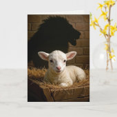 Carte Christmas Lamb In a Manger With Lion Shadow (Fleur jaune)