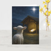 Carte Christmas Lamb Watching Baby Jesus (Fleur jaune)